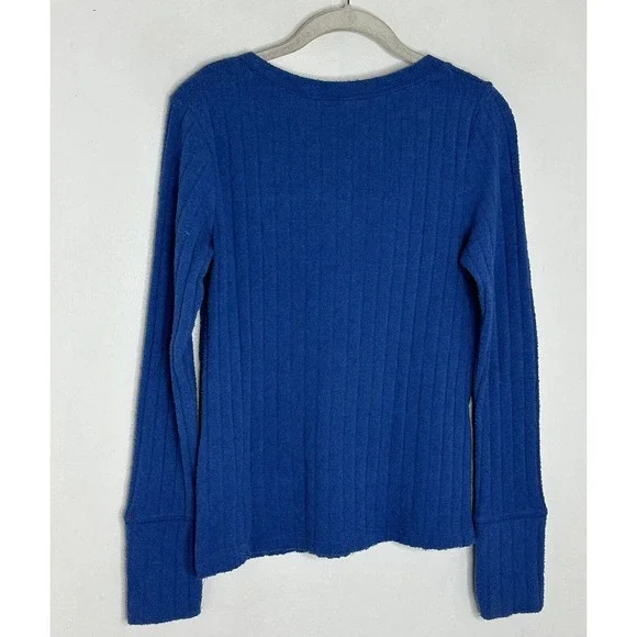 WE THE FREE Women's Long Sleeve Blue Henley Button Sweater Top Sz M - Picture 6 of 6